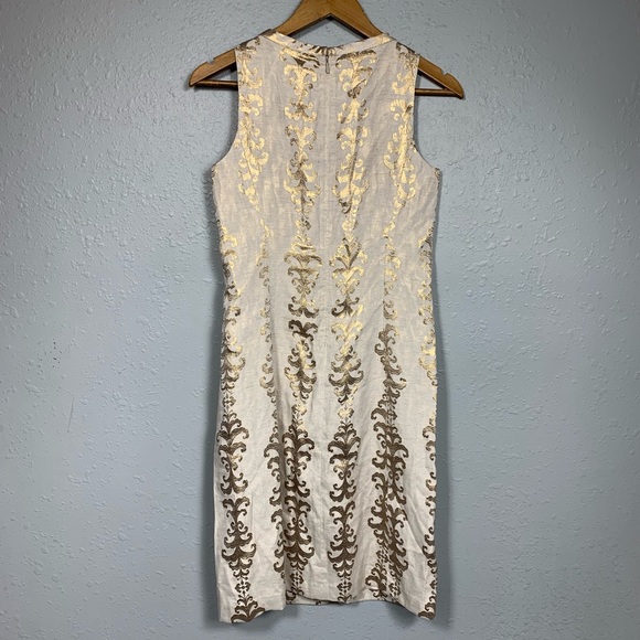 TORY BURCH NEW Maggie Gold Foil Jaquard Dress Sz 2 - Picture 6 of 7
